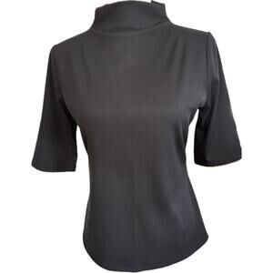 Worthington Women’s Beige Short Sleeve Mock Neck Ribbed Top Sz L